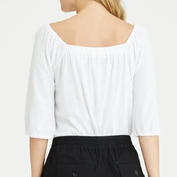 SANCTUARY Cassia Square Neck Elbow Sleeve Tee - White - NWT - Large - Picture 2 of 2